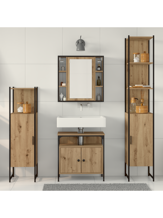 4 daļu vannas istabas mēbeļu komplekts artisan oaks inženierijas koks