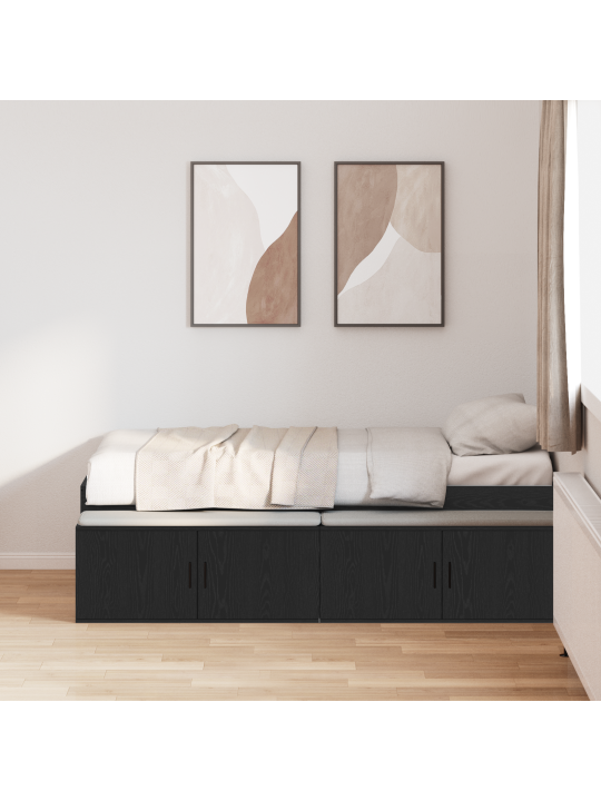 Uzglabāšanas gultas rāmis melns ozols 100x200 cm