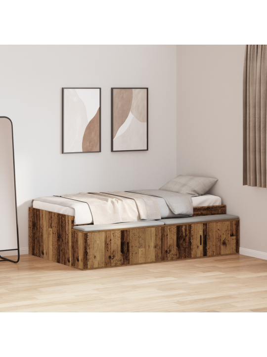 Uzglabāšanas gultas rāmis vecs koks 100x200 cm