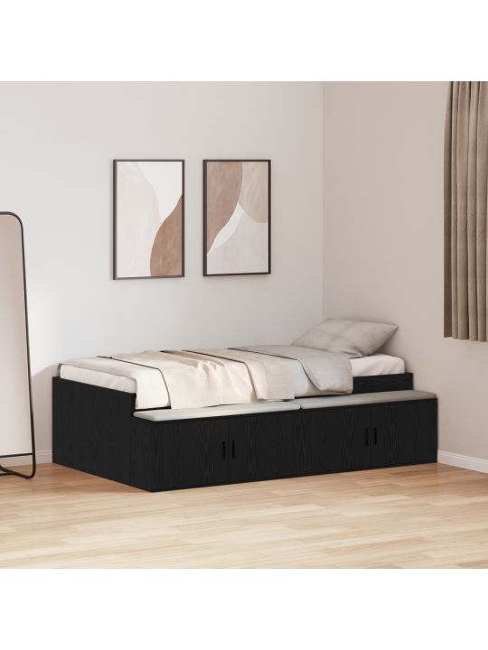 Uzglabāšanas gultas rāmis melns ozols 80x200 cm