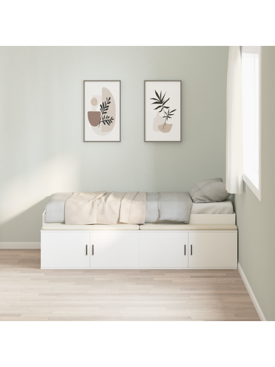 Uzglabāšanas gultas rāmis balts 75x190 cm