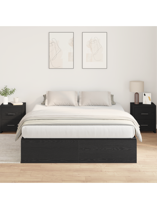 Uzglabāšanas gultas rāmis melns ozols 150x200 cm