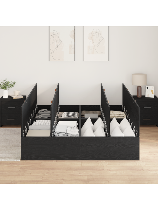 Uzglabāšanas gultas rāmis melns ozols 200x200 cm