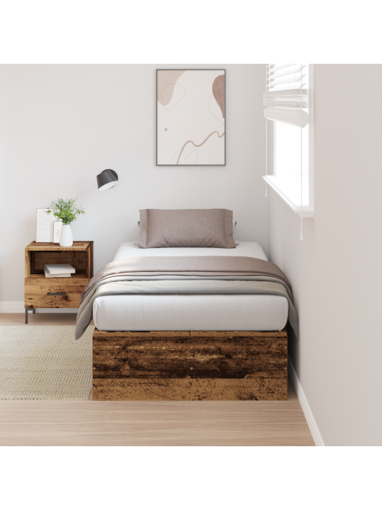 Gultas rāmis ar uzglabāšanu Vecs koks 75x190 cm Inženierijas koks