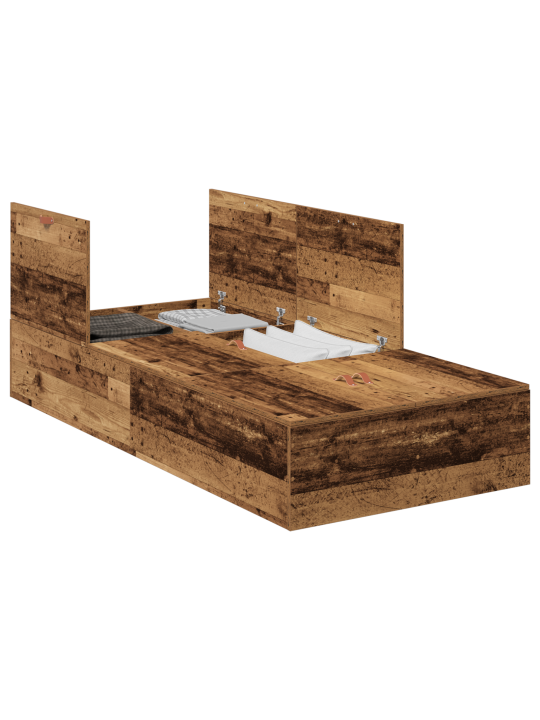 Gultas rāmis ar uzglabāšanu Vecs koks 75x190 cm Inženierijas koks