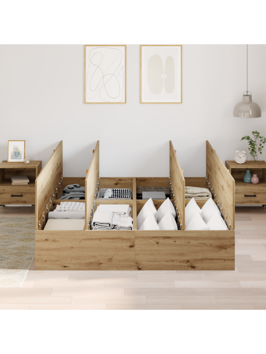 Gultas rāmis ar uzglabāšanu Artisan oak 135x190 cm