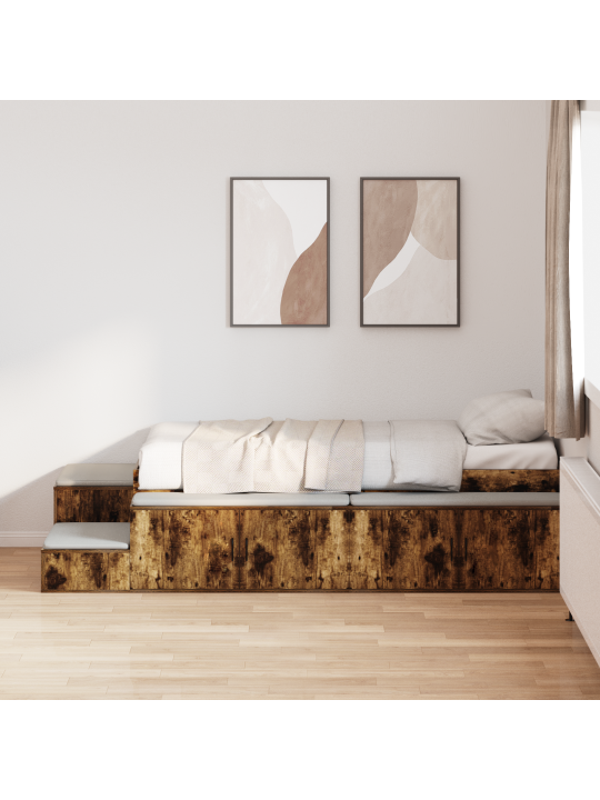 Uzglabāšanas gultas rāmis dūmota ozola 80x200 cm