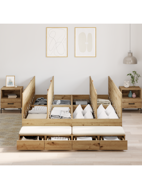 Gultas rāmis ar uzglabāšanu Artisan Oak 140x190 cm