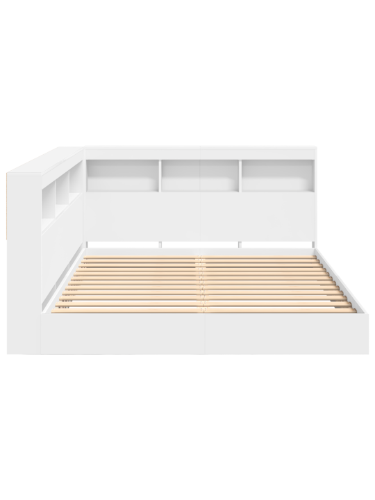 Grāmatplauktu gulta balta 150x200 cm inženierijas koks