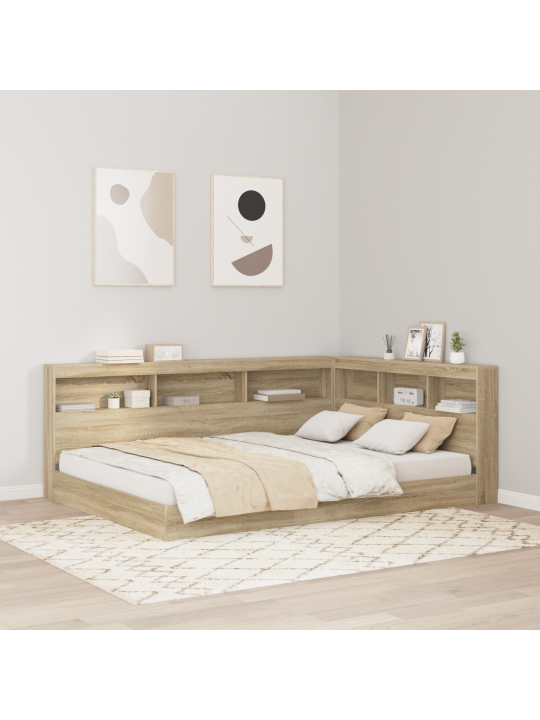 Grāmatu skapja gulta sonoma ozolkoks 150x200 cm inženierijas koks