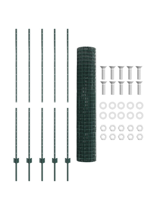 Eiro žogs ar 5 u stabiem zaļais 1.5x10 m tērauds