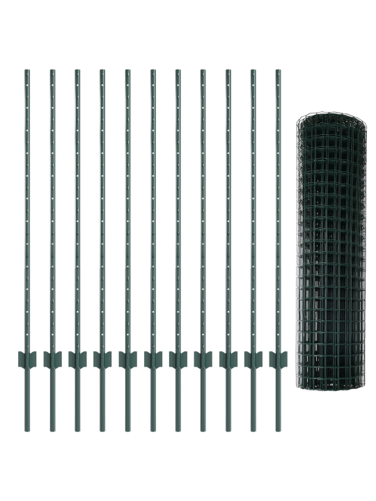 Dārza žogu komplekts 2 gab.zaļš pvc metāls 25 x 1.2 m žogs