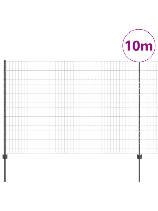 Eiropas žogs ar 10 u balstiem pelēks 1,5x10 m tērauds