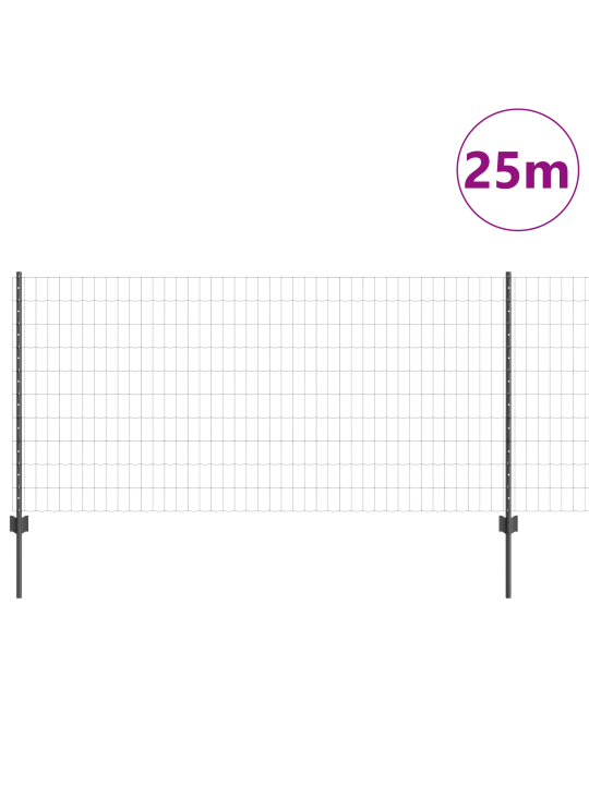 Eiropas žogs ar 22 u stabiem pelēks 1x25 m tērauds
