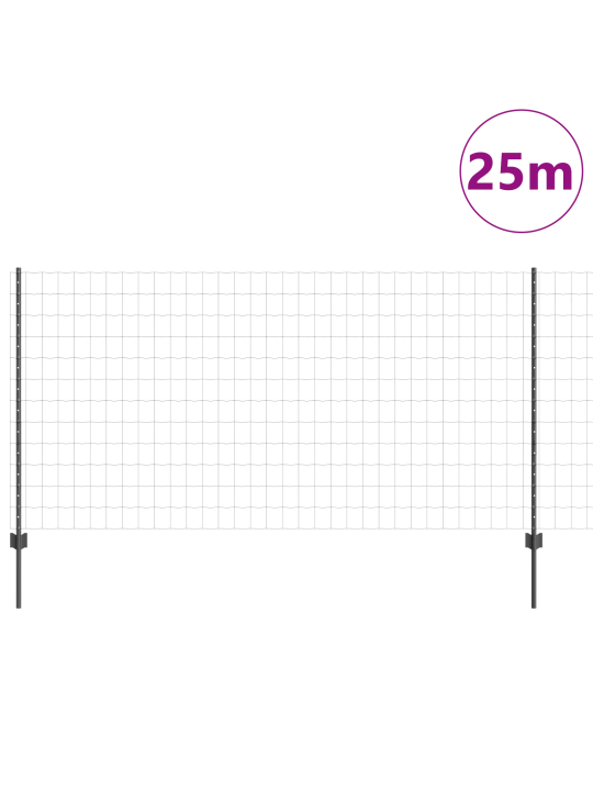 Eiropas žogs ar 22 u stabiem pelēks 1,2x25 m tērauds