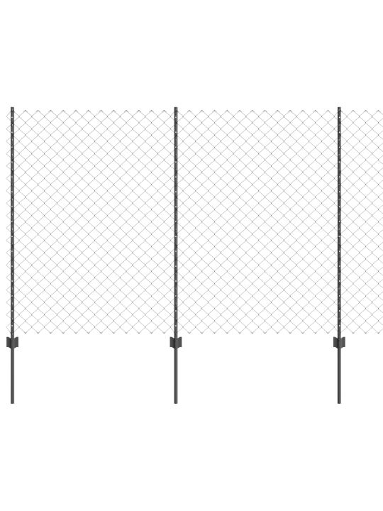 Ķēdes žogs ar 20 u stabiem pelēks 1.5x10 m tērauds