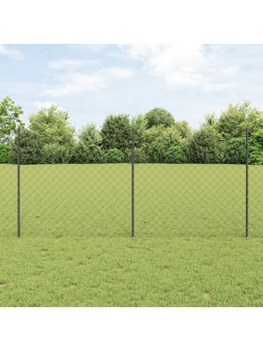 Ķēdes žogs ar 44 u stabiem pelēks 1.2x25 m tērauds