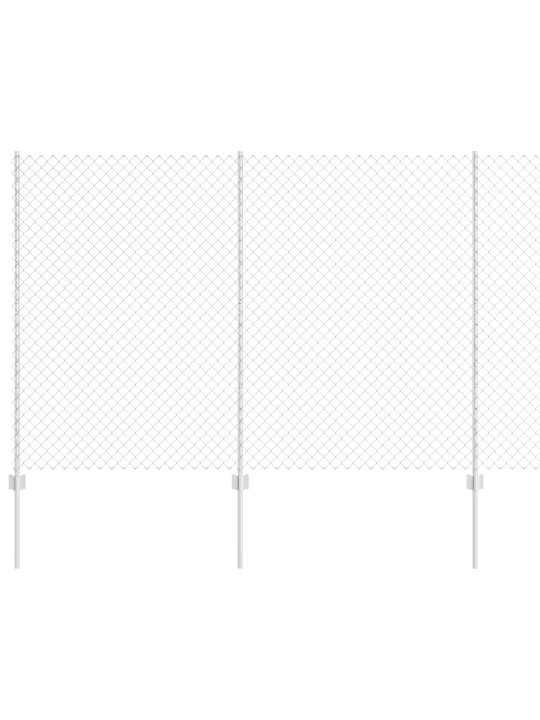 Ķēdes saites žogs ar 20 u stabiem sudraba 1.5x10 m tērauda