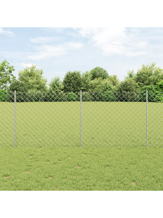 Cinkotā tērauda ķēdes siena ar 20 u stabiem sudraba 1x10 m