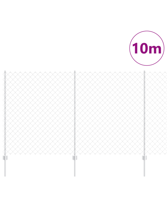 Acspēļu žogs ar 20 u kolonnām sudrabs 1.4x10 m tērauds