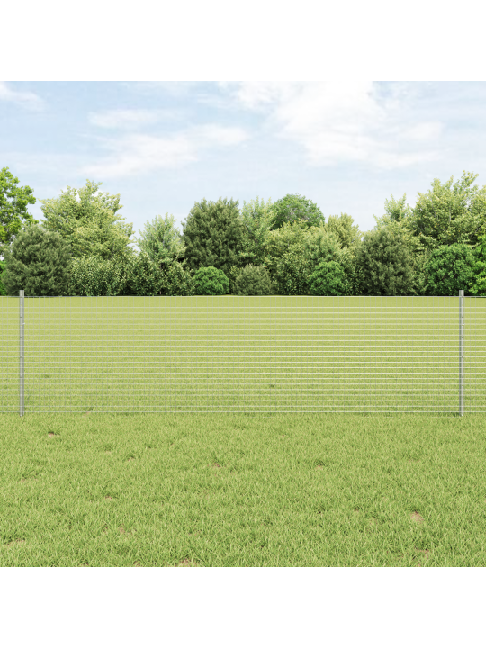 Metinātā stieples žogs ar 5 u statņiem sudrabs 0.6x10 m tērauds