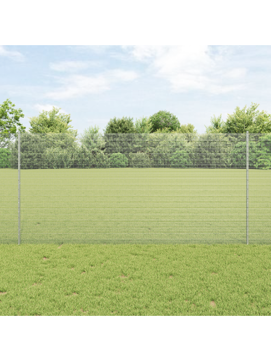 Metināts vadu žogs ar 10 u stabiem sudrabā 1.2x10 m tērauds