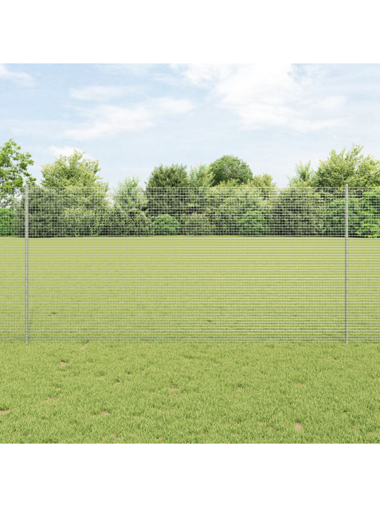 Savilktais tīkla žogs ar 10 u stabiem sudraba 1.2x10 m tērauda