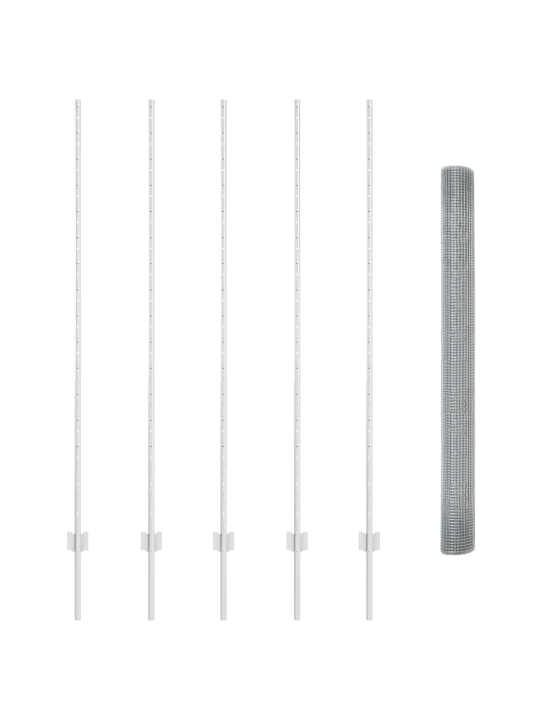 Klājuma metāla žogs ar 10 u stabiem sudraba 1.6x10 m tērauds