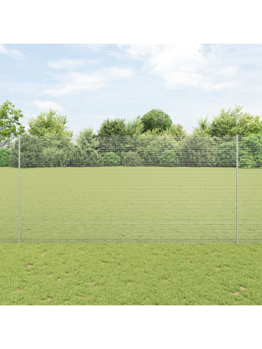 Klājuma metāla žogs ar 10 u stabiem sudraba 1.6x10 m tērauds