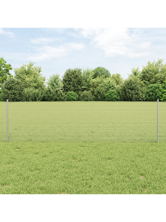 Metināto stieples žogs ar 11 u stabiem sudrabs 0.6x25 m tērauds