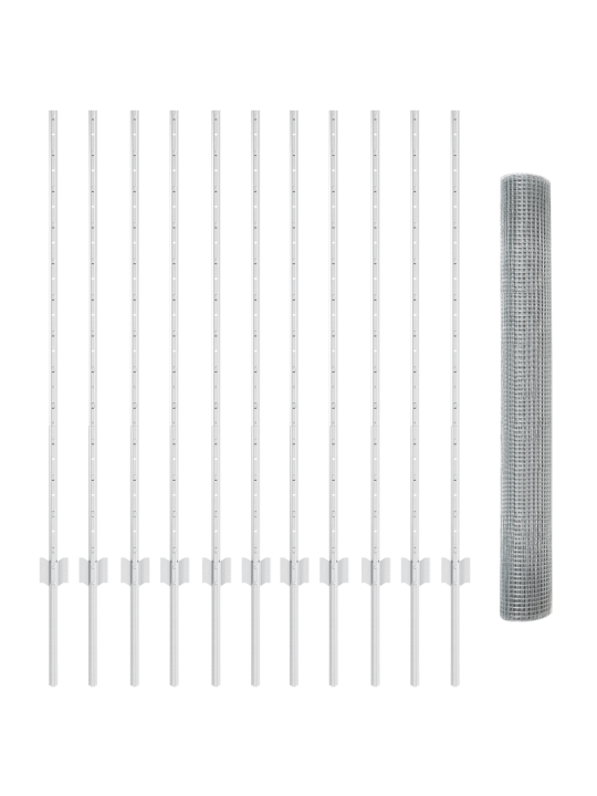 Metināts stieples žogs ar 22 u stabiem sudrabs 1.2x25 m tērauds