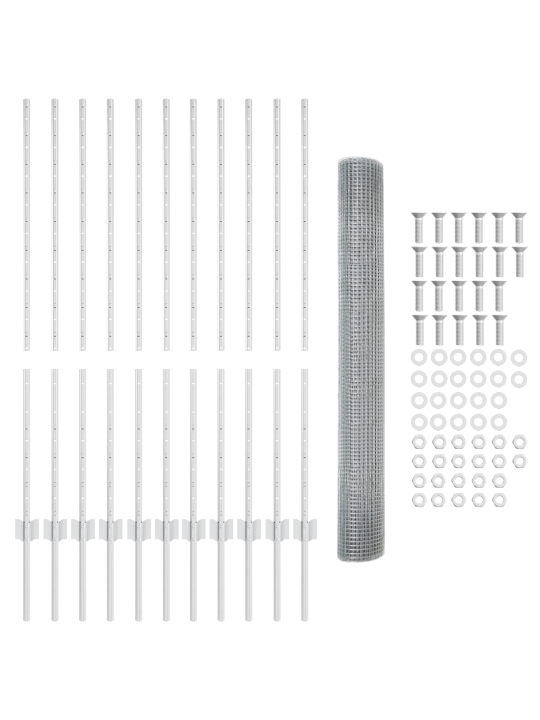 Metināts stieples žogs ar 22 u stabiem sudrabs 1.2x25 m tērauds