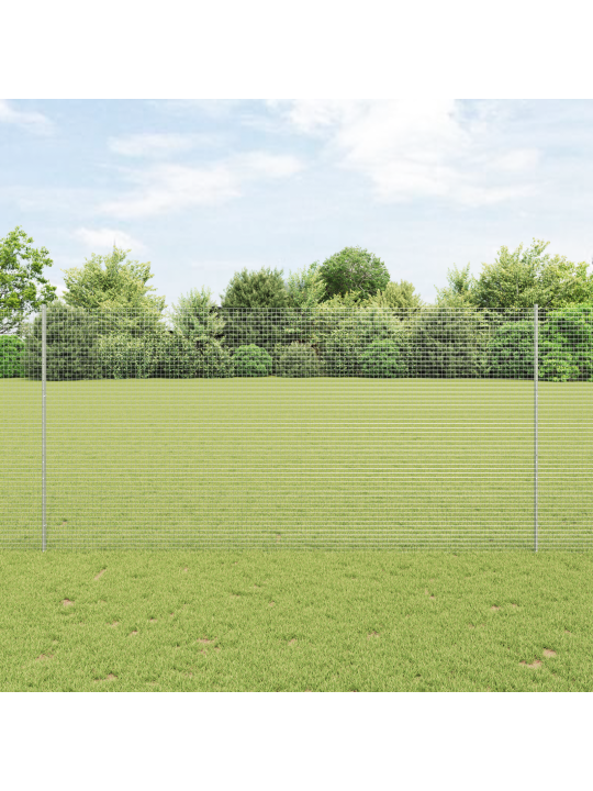 Metināto acu žogs ar 22 u stabiem sudrabs 1.6x25 m tērauds