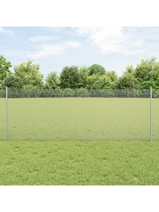 Galvanizētā tērauda tīklu sēta ar 22 u stabiem sudraba krāsā 0.8x50 m
