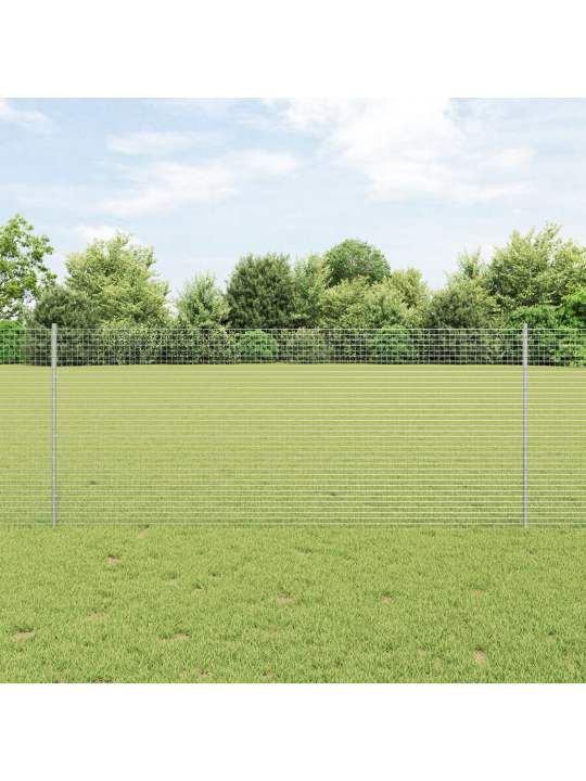 Metinātā stieples žogs ar 44 u stabiem sudraba 1x50 m tērauds