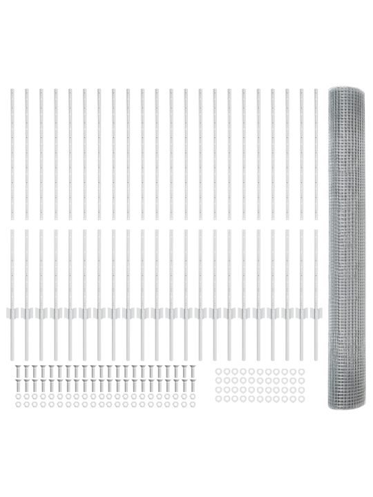 Cinkotais stiepļu žogs ar 44 u stabiem sudrabs 1.2x50 m tērauds