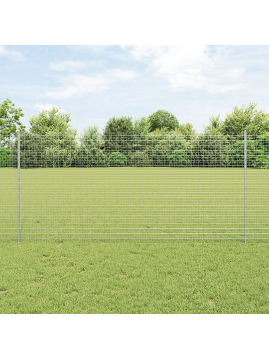Cinkotais stiepļu žogs ar 44 u stabiem sudrabs 1.2x50 m tērauds