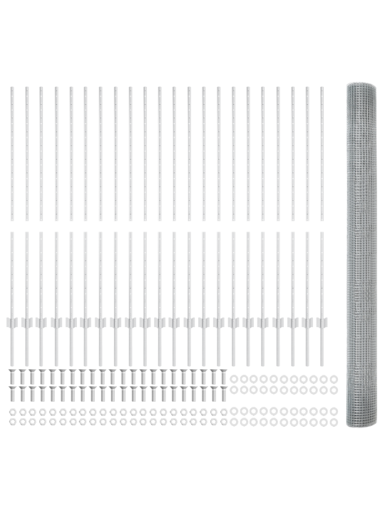 Cinkotais stieplu žogs ar 44 u balstiem sudraba krāsā 1.4x50 m tērauds