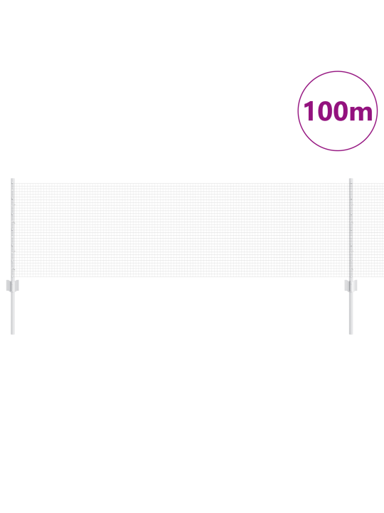 Metināta sieta žogs ar 44 u postamentiem sudrabs 0,6x100 m tērauds