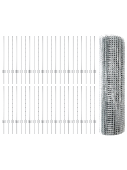 Metināta stieple ar 44 u stabiem sudraba 0.8x100 m tērauds