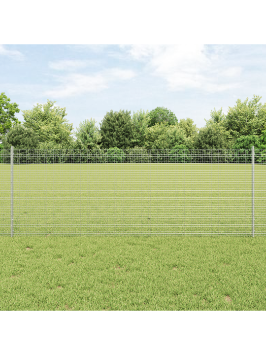 Atslēgtā tīkla žogs ar 44 u stabiem sudrabs 0.8x100 m tērauds