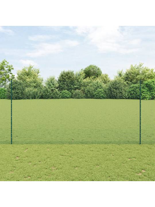 Metinātā stieņu žogs ar 5 u stabiem zaļš 1.5x10 m tērauds