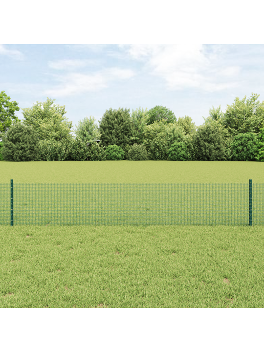 Metinātā stieple ar 11 u stabiem zaļš 0.4x25 m tērauds