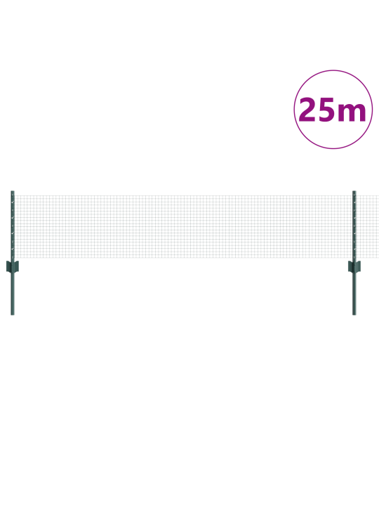 Metinātais vadu žogs ar 11 u stabiņiem, zaļš 0.4x25 m tērauds
