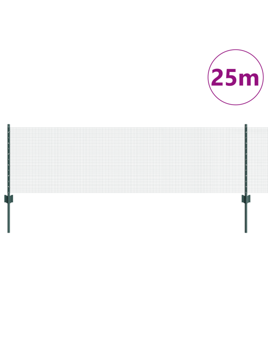 Velkoša stieple uz žoga ar 11 u zariem zaļš 0.6x25 m tērauds