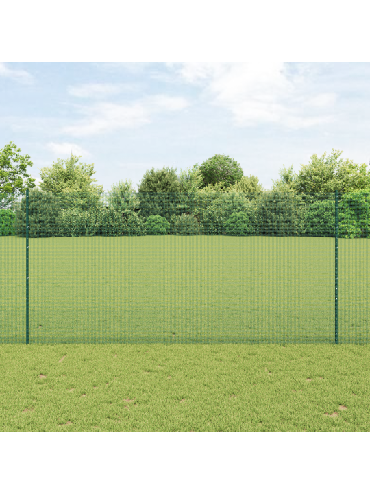 Saliekamais metāla žogs ar 11 u stabiem zaļš 1.5x25 m tērauds