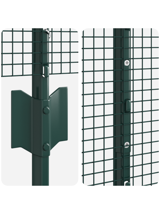 Metināta stieple žogs ar 11 u stabiem zaļš 1.6x25 m tērauds