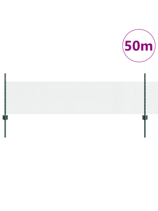Cinkotā metāla žogs ar 22 u stabiem, zaļš 0.5x50 m