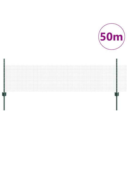 Metinātais stieples žogs ar 22 u stabiem zaļš 0.5x50 m tērauds