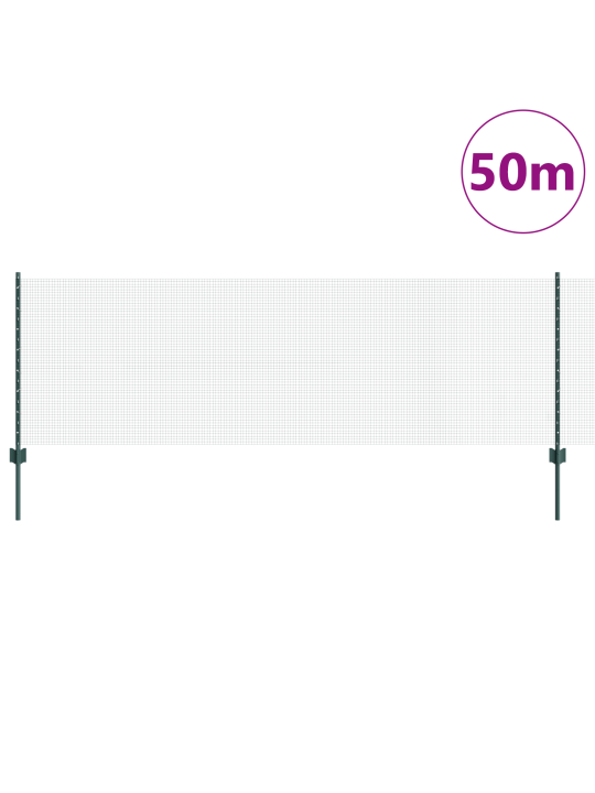 Metinātās stieples žogs ar 22 u postamentiem, zaļš, 0,8x50 m, tērauds